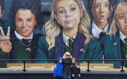 Me and children Derry Girls Mural