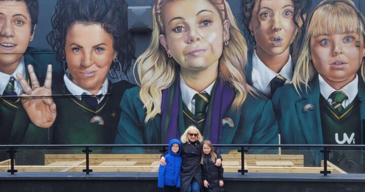 Me and children Derry Girls Mural